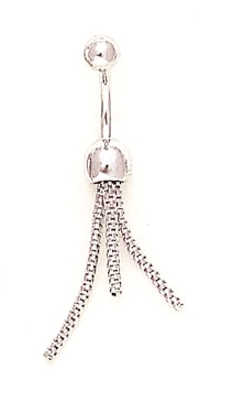 
14k White Gold Drop Beads Belly Ring
