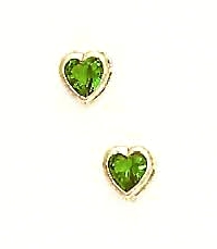 
14k Yellow Gold 5 mm Heart Green Cubic Zirconia Earrings
