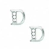 
14k White Gold 1.5 mm Round Cubic Zirconia Initial D Post Earrings
