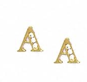 
14k Yellow Gold 1.5 mm Round Cubic Zirconia Initial A Post Earrings
