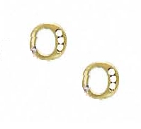 
14k Yellow Gold 1.5 mm Round Cubic Zirconia Initial O Post Earrings
