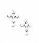 
14k White Gold 1.5 mm Round Cubic Zirconia Cross Friction-Back Post Earrings
