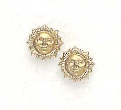 
14k Yellow Gold Childrens Sun Screw-Back Earrings
