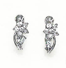 
14k White 2 mm Round Cubic Zirconia Flower Lever-Back Earrings
