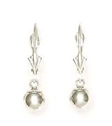 
14k White Drop Ball Lever-Back Earrings
