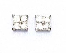 
14k White 2.5 mm Princess Cubic Zirconia Friction-Back Post Earrings
