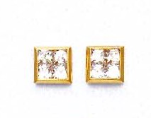 
14k Yellow Gold 2.5 mm Princess Cubic Zirconia Medium Post Earrings
