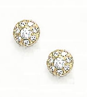 
14k Yellow Round Cubic Zirconia Circle Friction-Back Post Earrings
