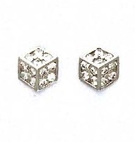 
14k White Gold 1.5 mm Round Cubic Zirconia Medium Dice Post Earrings
