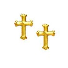 
14k Yellow Gold Petite Cross Friction-Back Post Earrings
