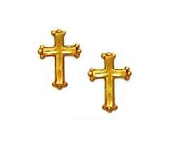 
14k Yellow Gold Petite Cross Friction-Back Post Earrings
