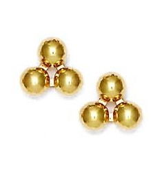 
14k Yellow 6 mm Triple Ball Friction-Back Post Stud Earrings
