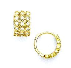 
14k Yellow 2 mm Round Cubic Zirconia Hinged Earrings
