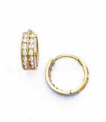 
14k Yellow Gold 1.5 mm Round Cubic Zirconia Hinged Earrings
