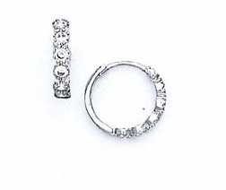 
14k White 2 mm Round Cubic Zirconia Petite Hinged Earrings
