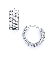 
14k White 2 mm Round Cubic Zirconia Petite Hinged Earrings
