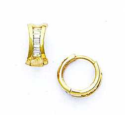 
14k Yellow Gold Baguette-cut Cubic Zirconia Petite Hinged Earrings
