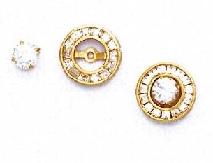 
14k Yellow Gold Round Cubic Zirconia Circle Friction-Back Post Earrings
