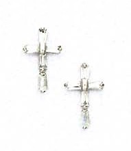 
14k White Baguette Cubic Zirconia Cross Friction-Back Post Earrings
