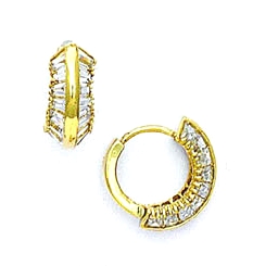 
14k Yellow Gold Baguette Cubic Zirconia Hinged Earrings
