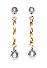 
14k Two-Tone Gold Drop Friction-Back Post Earrings
