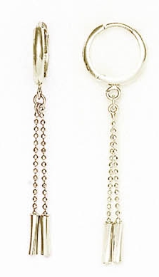 
14k White Bead Drop Hinged Earrings
