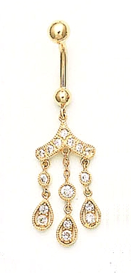 
14k Yellow Gold Cubic Zirconia Chandelier Belly Ring
