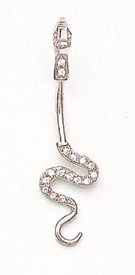 
14k White Gold Cubic Zirconia Snake Belly Ring
