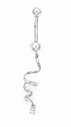 
14k White Round Cubic Zirconia Spiral Belly Ring
