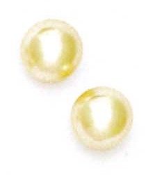 
14k Yellow 12 mm Round White Crystal Pearl Earrings
