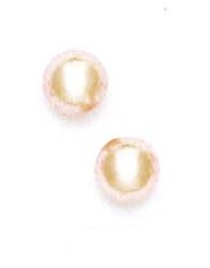 
14k Yellow 8 mm Round Light-Rose Crystal Pearl Earrings
