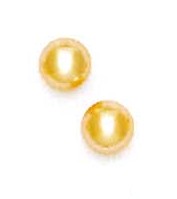 
14k Yellow 7 mm Round Light-Cream Crystal Pearl Earrings
