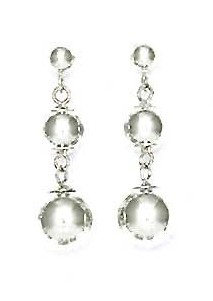 
14k White 4x6x8 mm Triple Drop Ball Post Earrings
