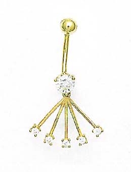 
14k Yellow Round Cubic Zirconia Ballerina Belly Ring
