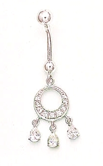 
14k White Gold Cubic Zirconia Chandelier Belly Ring
