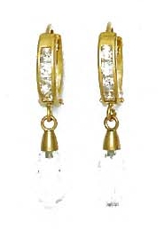 
14k Yellow 9x6 mm Briolette Clear Crystal Drop Earrings
