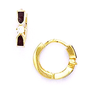 
14k Yellow Cubic Zirconia Onyx Petite Hinged Earrings
