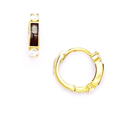 
14k Yellow Cubic Zirconia Onyx Petite Hinged Earrings
