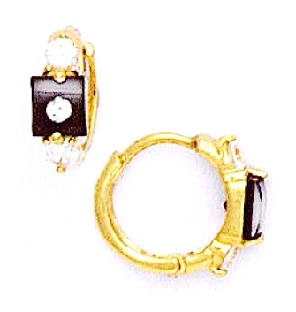 
14k Yellow Cubic Zirconia Onyx Petite Hinged Earrings
