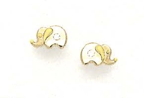 
14k Yellow Cubic Zirconia Yellow Enamel Childrens Elephant Earrings
