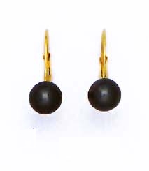 
14k Yellow 7 mm Round Black Crystal Pearl Earrings
