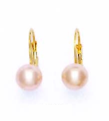 
14k Yellow Gold 7 mm Round Light-Cream Crystal Pearl Earrings
