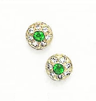 
14k Yellow Round Green Cubic Zirconia Circle Earrings
