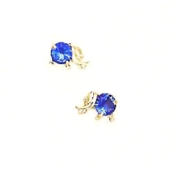 
14k Yellow Gold Blue Cubic Zirconia Childrens Elephant Earrings
