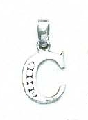 
14k White Gold 1.5 mm Round Cubic Zirconia Initial C Pendant
