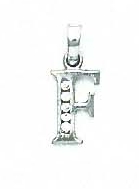 
14k White Gold 1.5 mm Round Cubic Zirconia Initial F Pendant
