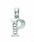 
14k White Gold 1.5 mm Round Cubic Zirconia Initial P Pendant
