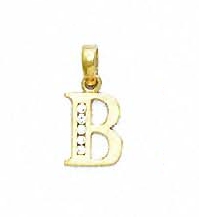 
14k Yellow Gold 1.5 mm Round Cubic Zirconia Initial B Pendant
