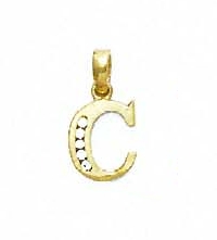 
14k Yellow Gold 1.5 mm Round Cubic Zirconia Initial C Pendant
