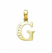 
14k Yellow Gold 1.5 mm Round Cubic Zirconia Initial G Pendant
